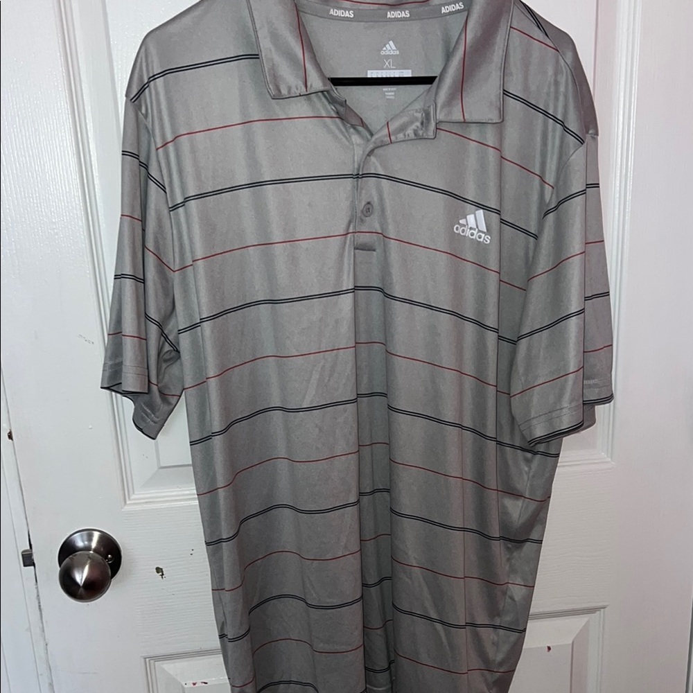 Adidas Gray Striped Men's XL Golf Shirt